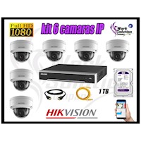 Kit 6 Cámaras de Seguridad Ip Poe Interior Hikvision mas Disco 1Tb Wd Púrpura